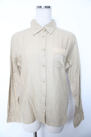 画像: PINK HOUSE / コットンレース切替ブラウス  ベージュ Y-25-12-08-078-LO-TO-AS-ZY