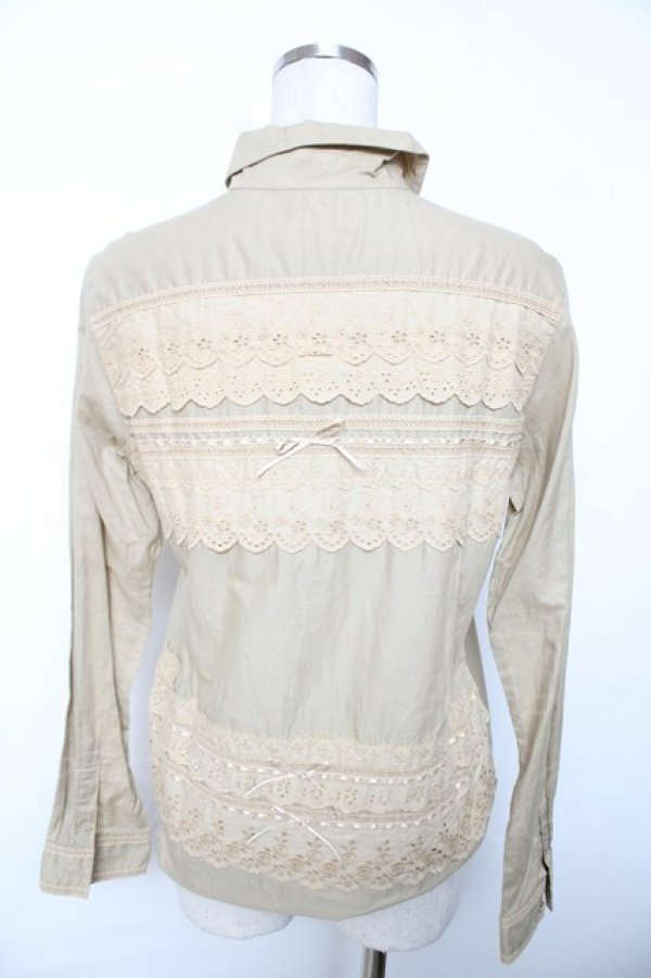 画像2: PINK HOUSE / コットンレース切替ブラウス  ベージュ Y-25-12-08-078-LO-TO-AS-ZY (2)