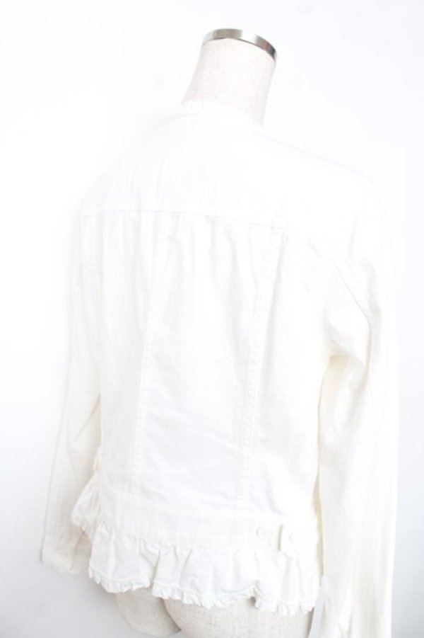 画像4: PINK HOUSE / すみれ刺繍入りデニムジャケット F ホワイト Y-25-12-08-080-LO-JA-SZ-ZY (4)