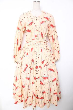 画像: PINK HOUSE / チェリー皿ワンピース F クリーム Y-25-12-08-083-LO-OP-SZ-ZY