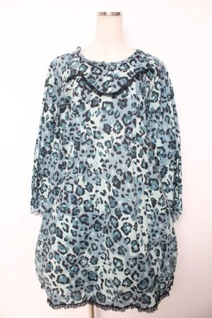 画像: PINK HOUSE / レオパードローズ プリント チュニック F ブルー Y-25-12-08-084-LO-OP-SZ-ZY