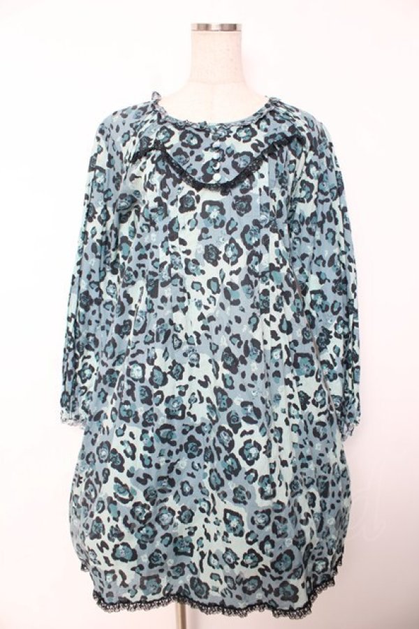画像1: PINK HOUSE / レオパードローズ プリント チュニック F ブルー Y-25-12-08-084-LO-OP-SZ-ZY (1)