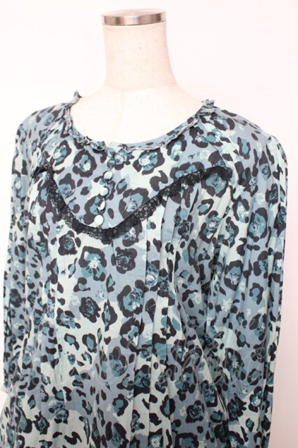 画像3: PINK HOUSE / レオパードローズ プリント チュニック F ブルー Y-25-12-08-084-LO-OP-SZ-ZY (3)