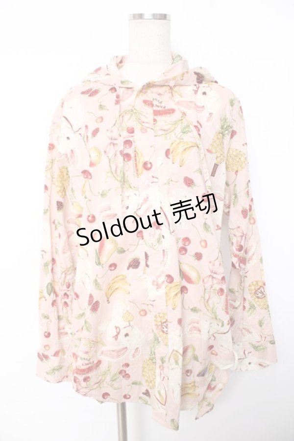 画像1: Karl Helmut / ジューシーフルーツプリントフードブラウス M ピンク Y-25-12-08-086-EL-BL-SZ-ZY (1)