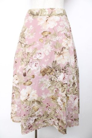 画像: INGEBORG / 薔薇プリントスカート  ピンク Y-25-12-08-090-LO-SK-SZ-ZY