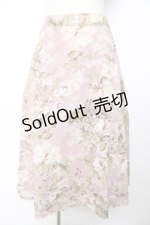 画像: INGEBORG / 薔薇プリントスカート  ピンク Y-25-12-08-090-LO-SK-SZ-ZY