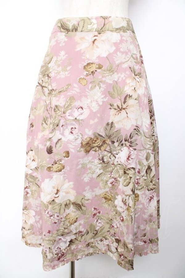 画像1: INGEBORG / 薔薇プリントスカート  ピンク Y-25-12-08-090-LO-SK-SZ-ZY (1)