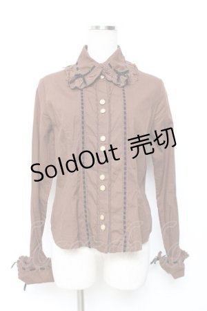 画像: Angelic Pretty / リボン通しレトロブラウス  ブラウン Y-25-12-08-009-AP-BL-SZ-ZY