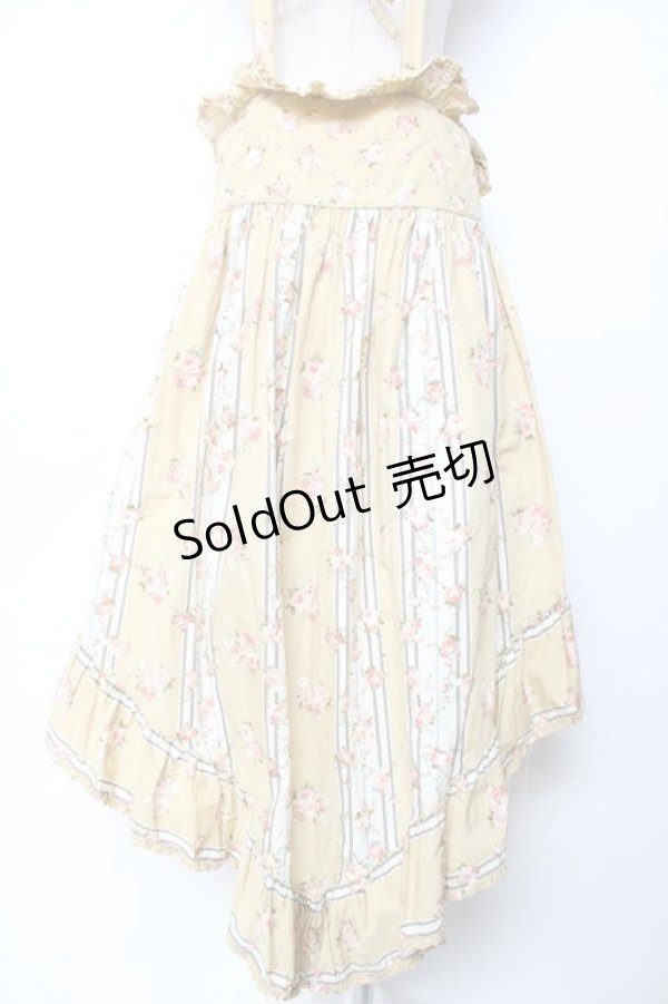 画像2: WONDERFUL WORLD / ローズブーケストライプオーバースカート  イエロー Y-25-12-08-091-LO-SK-SZ-ZY (2)