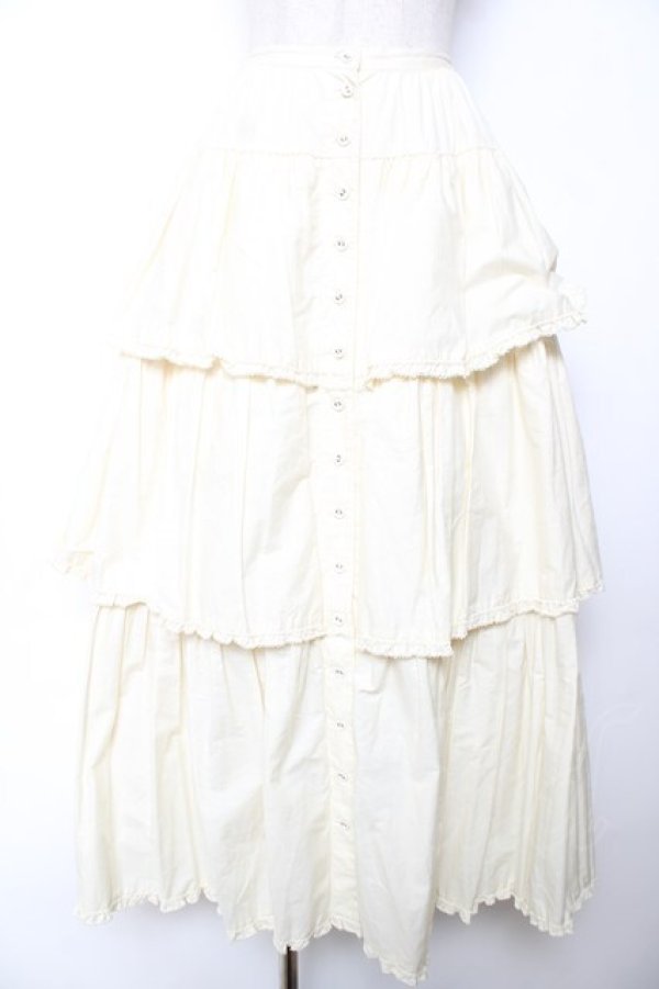 画像1: WONDERFUL WORLD / 段々フリルスカート  生成り Y-25-12-08-092-LO-SK-SZ-ZY (1)