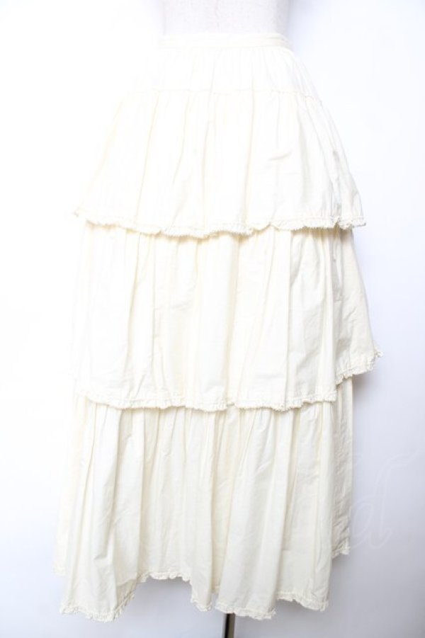 画像2: WONDERFUL WORLD / 段々フリルスカート  生成り Y-25-12-08-092-LO-SK-SZ-ZY (2)