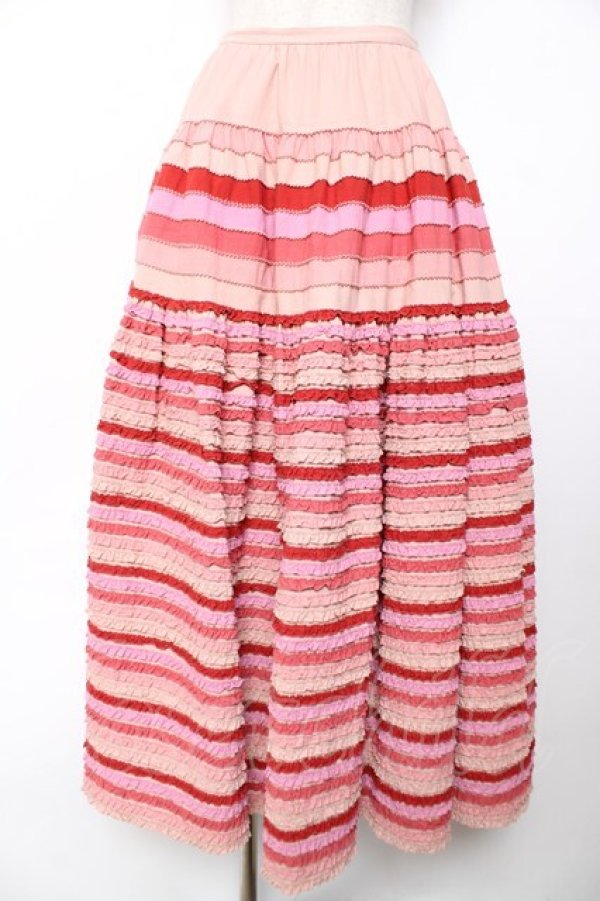 画像1: WONDERFUL WORLD / 配色ピコフリルローンスカート  ピンク Y-25-12-08-093-LO-SK-SZ-ZY (1)