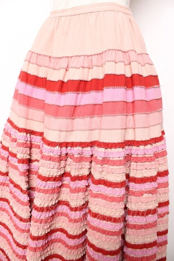画像3: WONDERFUL WORLD / 配色ピコフリルローンスカート  ピンク Y-25-12-08-093-LO-SK-SZ-ZY (3)