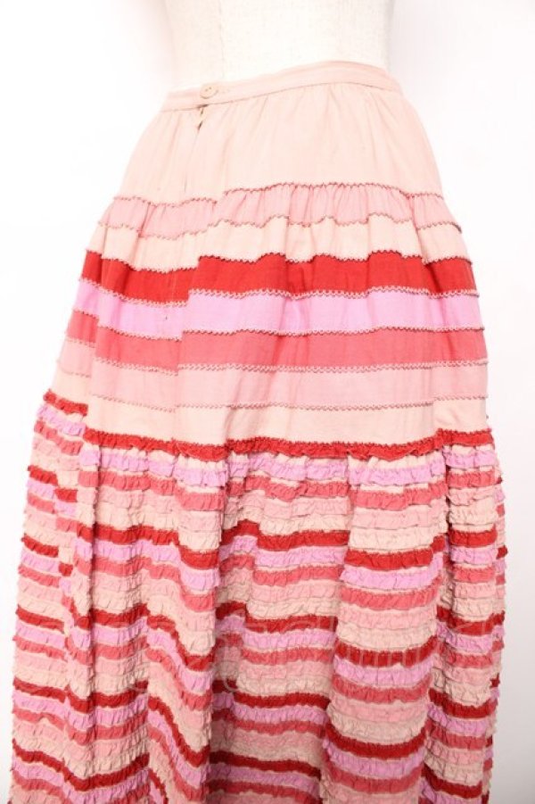 画像4: WONDERFUL WORLD / 配色ピコフリルローンスカート  ピンク Y-25-12-08-093-LO-SK-SZ-ZY (4)