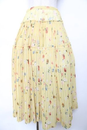 画像: WONDERFUL WORLD / 花柄アコーディオンプリーツシフォンスカート  イエロー Y-25-12-08-095-LO-SK-SZ-ZY