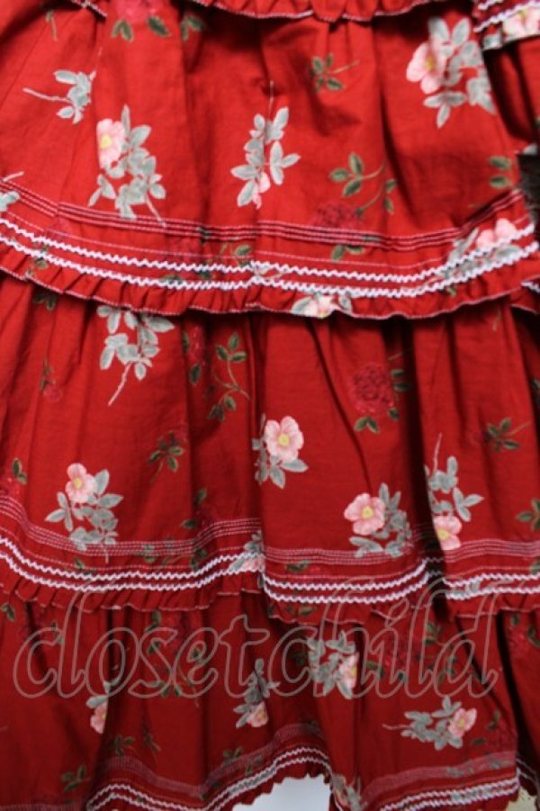 画像4: WONDERFUL WORLD / 花柄ティアードロングスカート  赤 Y-25-12-08-098-LO-SK-SZ-ZY (4)