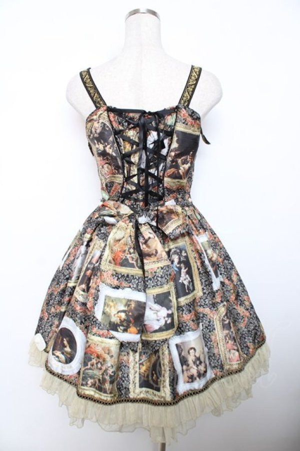 画像2: BABY, THE STARS SHINE BRIGHT / バロックを探して〜天使が祝福する至福の美術館巡り〜柄ジャンパースカート  黒 Y-25-12-08-112-BA-OP-SZ-ZY (2)