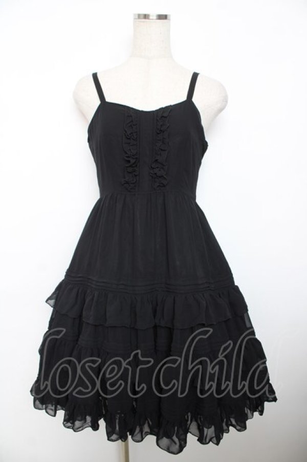 画像1: Victorian maiden / シフォンアンダードレス  ブラック Y-25-12-08-119-CL-OP-SZ-ZY (1)