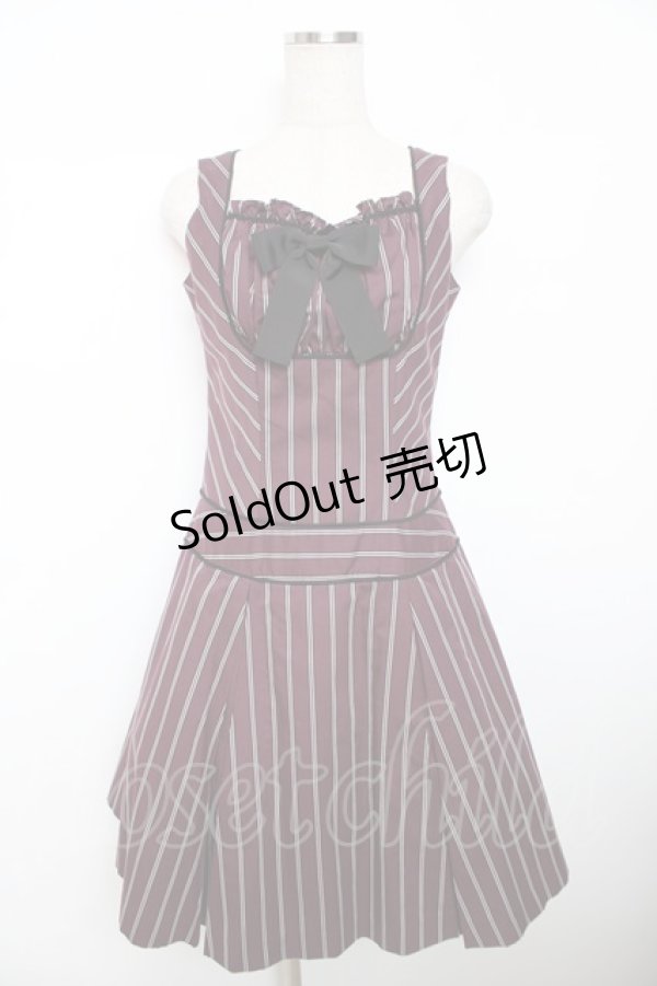 画像1: Victorian maiden / レジメンタルストライプジャンパースカート  ネイビー Y-25-12-08-120-CL-OP-SZ-ZY (1)