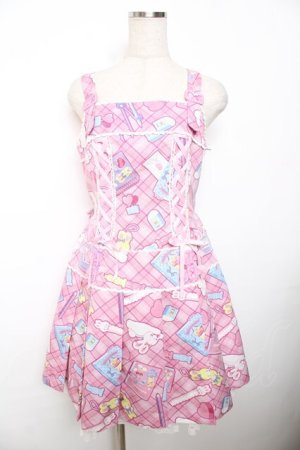 画像: Angelic Pretty / Fancy Stationeryローウエストジャンパースカート  ピンク Y-25-12-08-122-AP-OP-SZ-ZY