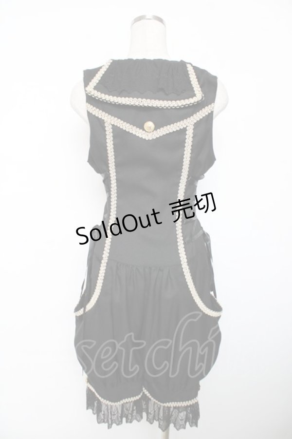 画像2: ALICE and the PIRATES / 時計ウサギのサロペット  黒 Y-25-12-08-126-PA-OP-SZ-ZY (2)