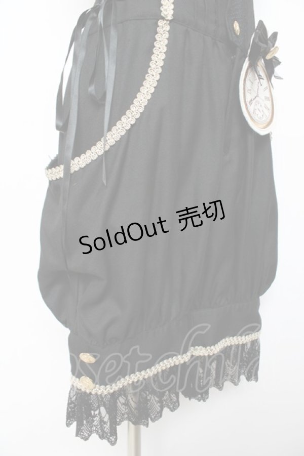 画像4: ALICE and the PIRATES / 時計ウサギのサロペット  黒 Y-25-12-08-126-PA-OP-SZ-ZY (4)