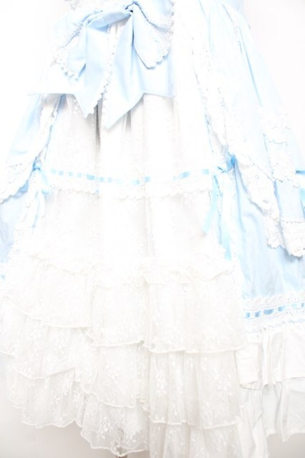 画像4: BABY, THE STARS SHINE BRIGHT / 草原のお花摘みの少女ジャンパースカート  サックス×白 Y-25-12-08-128-BA-OP-SZ-ZY (4)