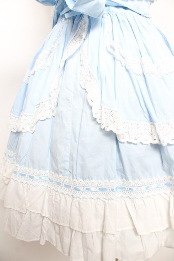 画像6: BABY, THE STARS SHINE BRIGHT / 草原のお花摘みの少女ジャンパースカート  サックス×白 Y-25-12-08-128-BA-OP-SZ-ZY (6)