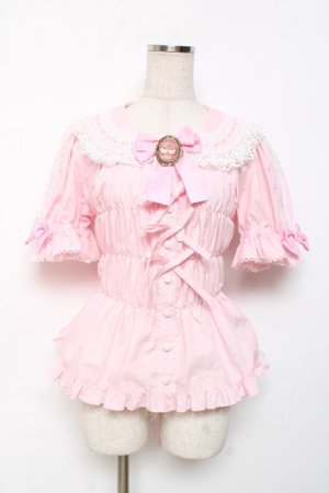 画像: metamorphose / 木漏れ日のトロイメライ丸襟半袖ブラウス 1 ピンク Y-25-12-08-013-ME-BL-SZ-ZY