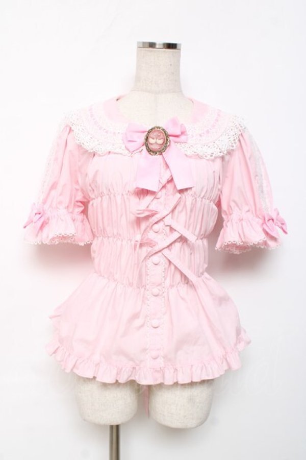 画像1: metamorphose / 木漏れ日のトロイメライ丸襟半袖ブラウス 1 ピンク Y-25-12-08-013-ME-BL-SZ-ZY (1)