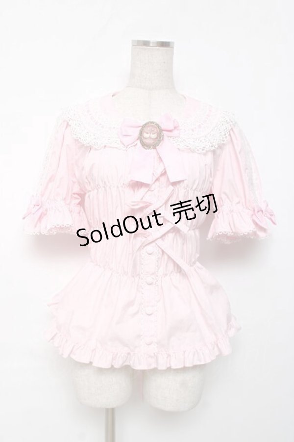 画像1: metamorphose / 木漏れ日のトロイメライ丸襟半袖ブラウス 1 ピンク Y-25-12-08-013-ME-BL-SZ-ZY (1)