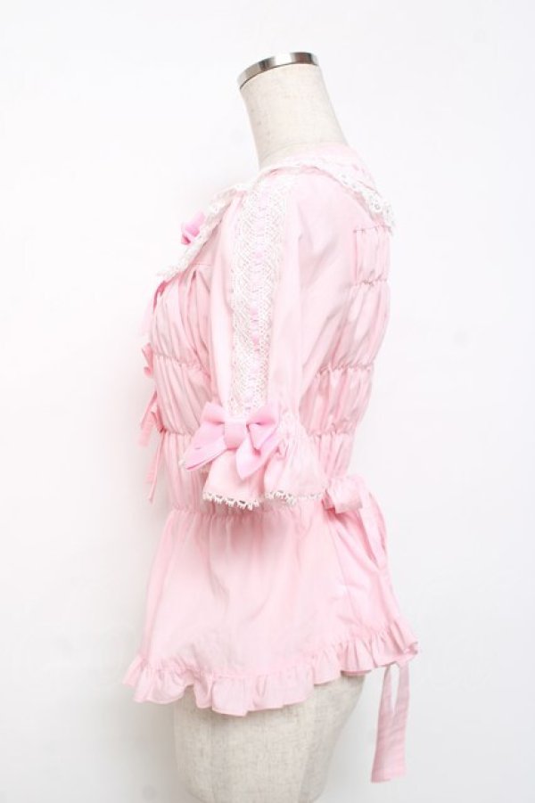 画像2: metamorphose / 木漏れ日のトロイメライ丸襟半袖ブラウス 1 ピンク Y-25-12-08-013-ME-BL-SZ-ZY (2)