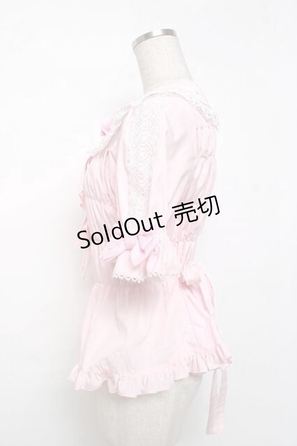 画像2: metamorphose / 木漏れ日のトロイメライ丸襟半袖ブラウス 1 ピンク Y-25-12-08-013-ME-BL-SZ-ZY (2)