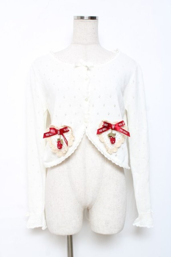 画像1: PINK HOUSE / PINK HOUSE×misako aoki ハートモチーフカーディガン F キナリ Y-25-12-08-016-LO-TO-SZ-ZY (1)