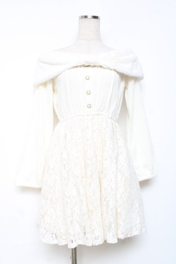 画像1: LIZ LISA / ファーリボンワンピース 0 白 Y-25-12-08-018-LO-OP-SZ-ZY (1)