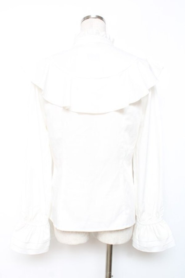 画像2: axes femme / ローズ刺繍フリルブラウス M 白 Y-25-12-10-029-AX-BL-SZ-ZY (2)
