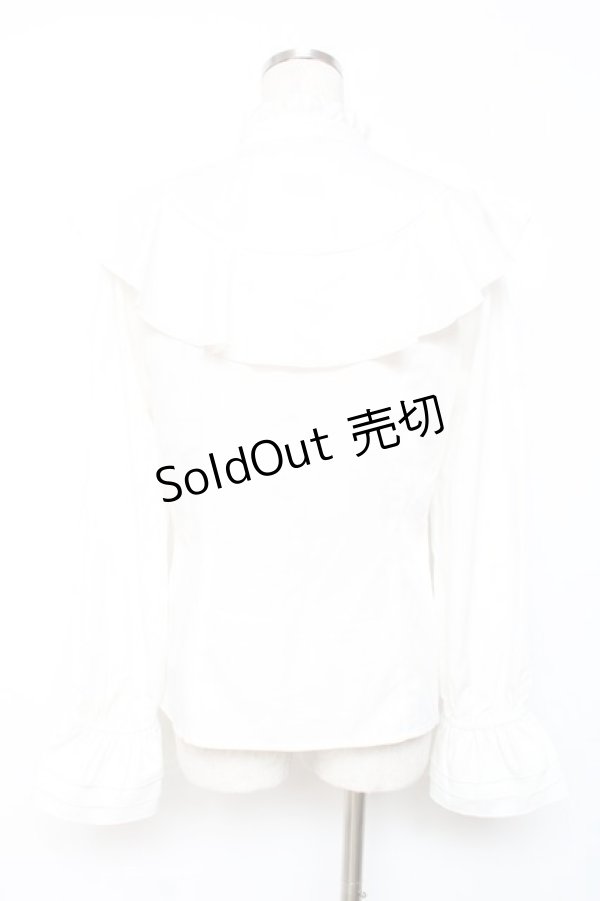 画像2: axes femme / ローズ刺繍フリルブラウス M 白 Y-25-12-10-029-AX-BL-SZ-ZY (2)