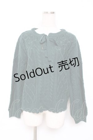 画像: axes femme / レースアップ花刺繍ニット M グリーン Y-25-12-10-036-AX-TO-SZ-ZY