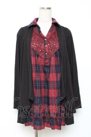 画像: axes femme / レイヤードチュニック M 黒×赤 Y-25-12-10-039-AX-TO-SZ-ZY