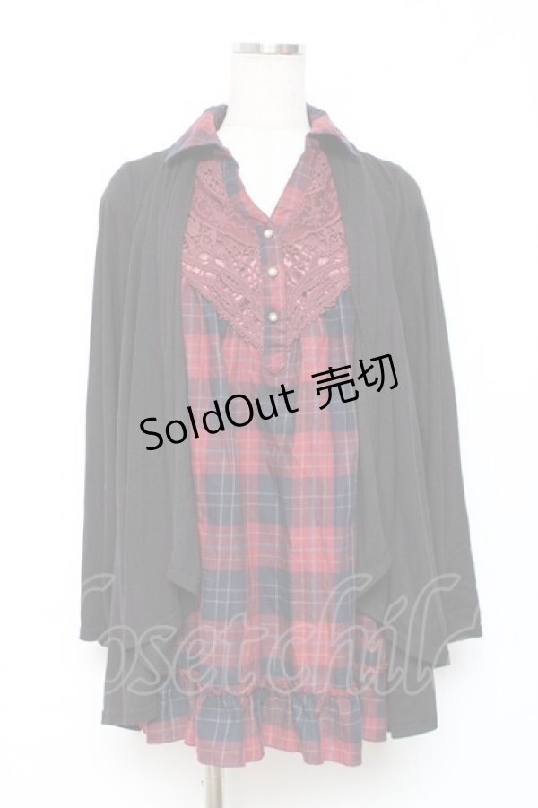 画像1: axes femme / レイヤードチュニック M 黒×赤 Y-25-12-10-039-AX-TO-SZ-ZS (1)