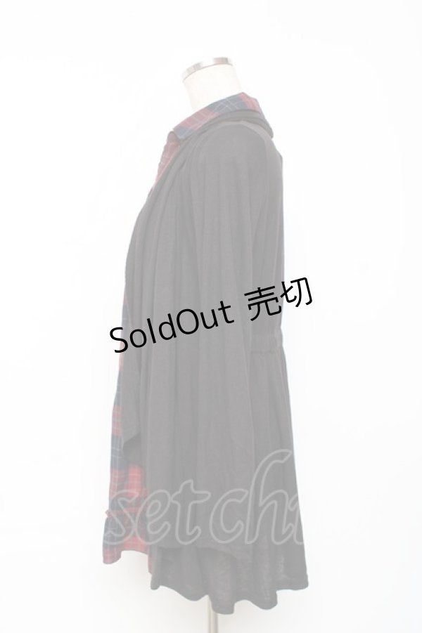 画像2: axes femme / レイヤードチュニック M 黒×赤 Y-25-12-10-039-AX-TO-SZ-ZS (2)