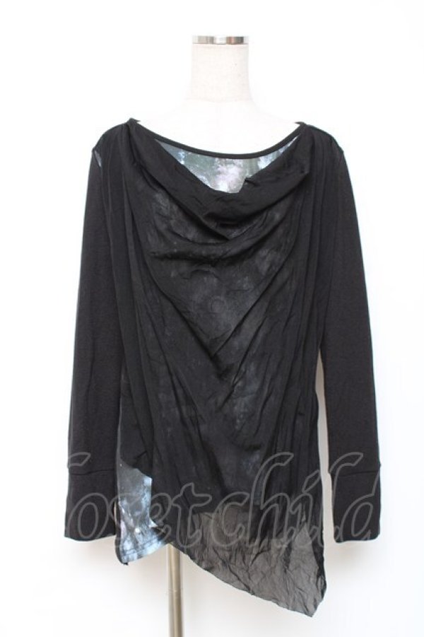 画像1: Rozen Kavalier / ドレープレイヤードプリントトップス  黒 Y-25-12-10-043-OO-TO-SZ-ZY (1)