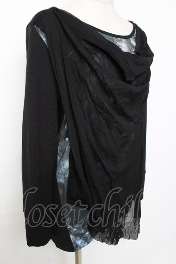 画像4: Rozen Kavalier / ドレープレイヤードプリントトップス  黒 Y-25-12-10-043-OO-TO-SZ-ZY (4)