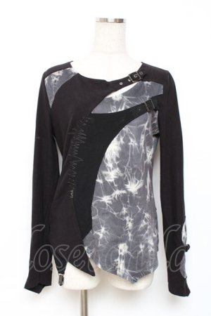 画像: Ozz Croce / タイダイ切替ベルトデザイントップス  黒×グレー Y-25-12-10-044-OO-TO-SZ-ZY