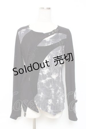 画像: Ozz Croce / タイダイ切替ベルトデザイントップス  黒×グレー Y-25-12-10-044-OO-TO-SZ-ZY
