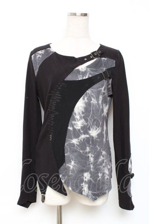 画像1: Ozz Croce / タイダイ切替ベルトデザイントップス  黒×グレー Y-25-12-10-044-OO-TO-SZ-ZY (1)