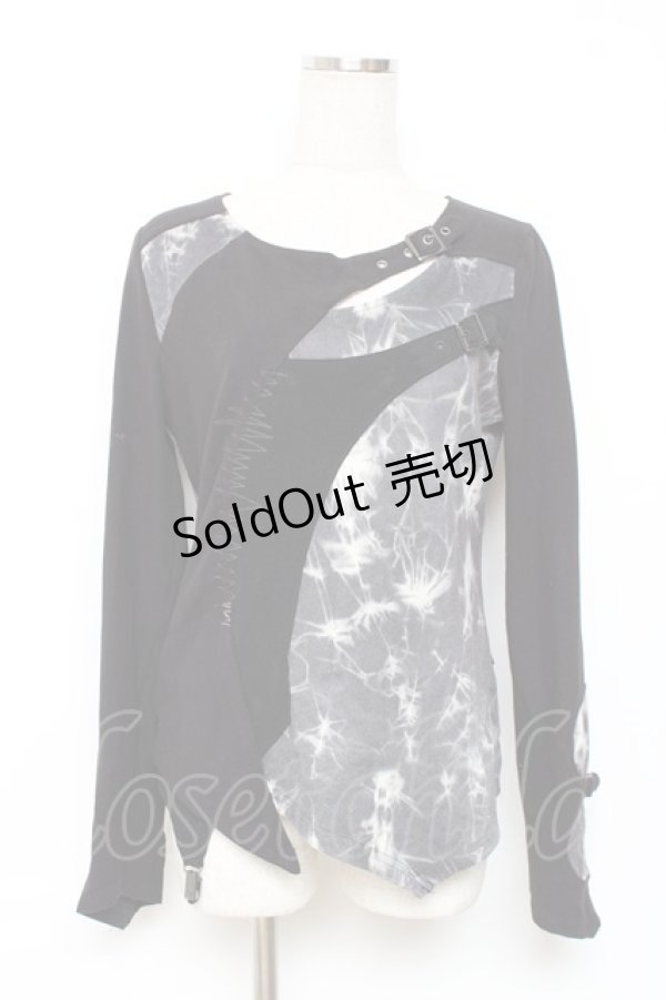 画像1: Ozz Croce / タイダイ切替ベルトデザイントップス  黒×グレー Y-25-12-10-044-OO-TO-SZ-ZY (1)