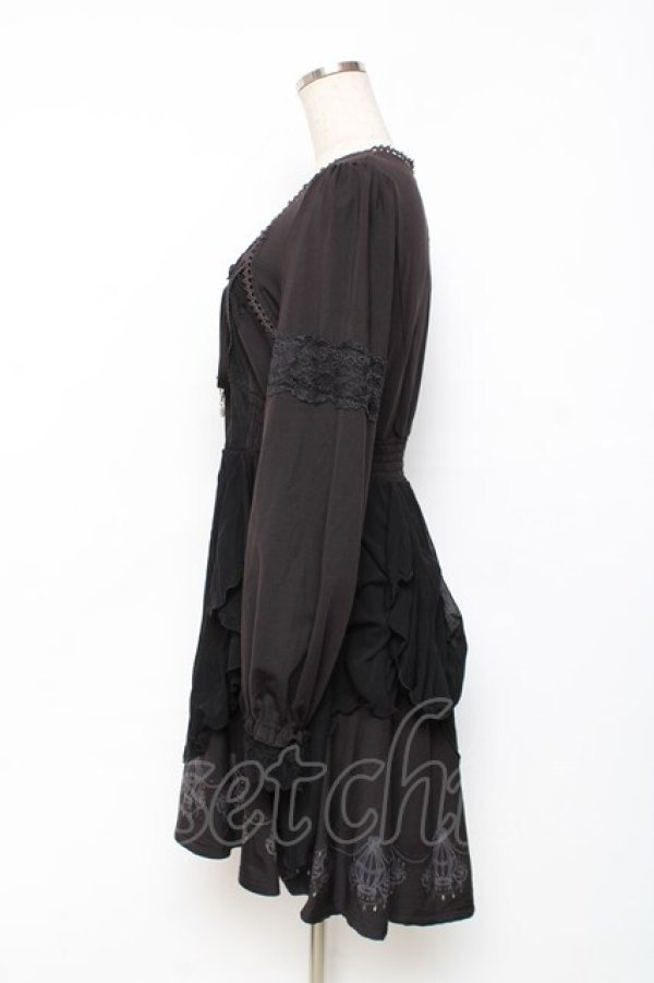 画像2: Ozz oneste / 裾シャンデリアプリントワンピース  黒 Y-25-12-10-045-OO-OP-SZ-ZY (2)