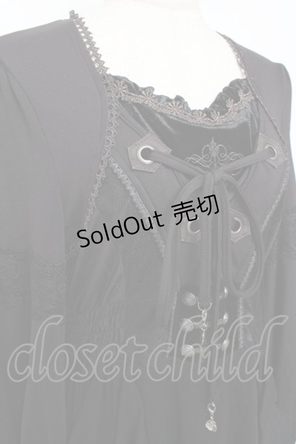 画像4: Ozz oneste / 裾シャンデリアプリントワンピース  黒 Y-25-12-10-045-OO-OP-SZ-ZS (4)