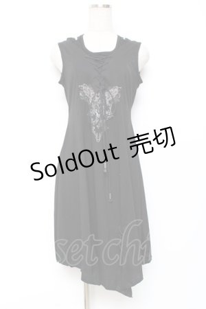 画像: Rozen Kavalier / プリントノースリーブチュニック  黒 Y-25-12-10-046-OO-TO-SZ-ZY